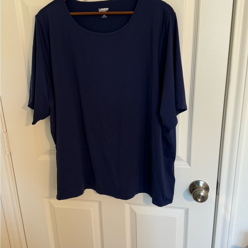 Land's End ~ Navy Crew Neck Rash Guard ~ UPF 50 Swim Tee ~ 3X ~ Never Worn!